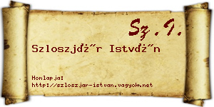 Szloszjár István névjegykártya
